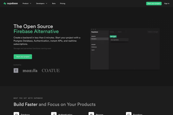 Screenshot of Supabase